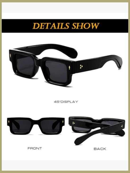 Thick Frame Square Sunglasses Chunky Rectangle Sun Glasses UV400 Protection